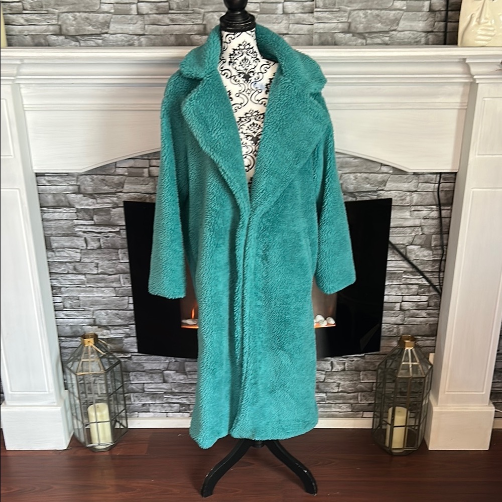 Teal Faux Fur Coat